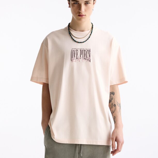 Pull&Bear Tricou  maro / maro deschis / roz pastel / alb