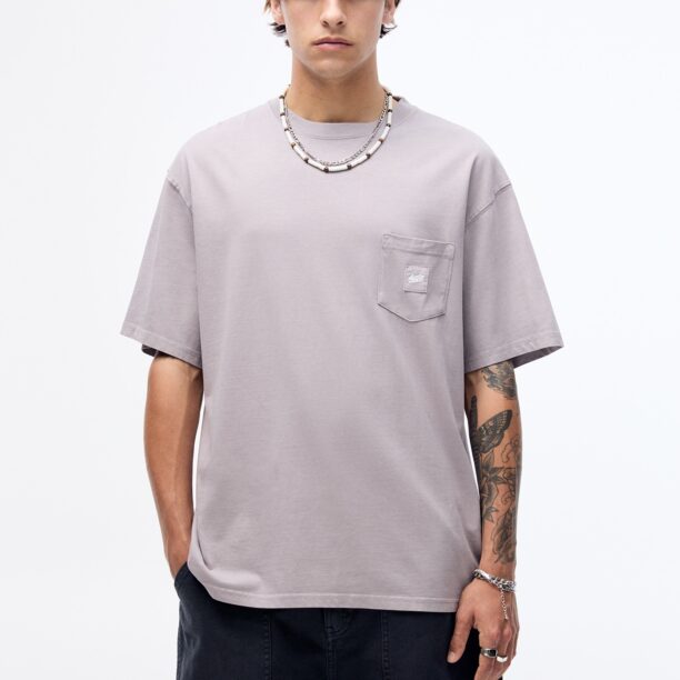 Pull&Bear Tricou  mauve / alb