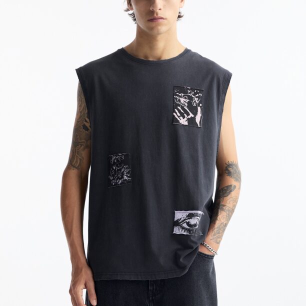 Cumpăra Pull&Bear Tricou  mov liliachiu / negru