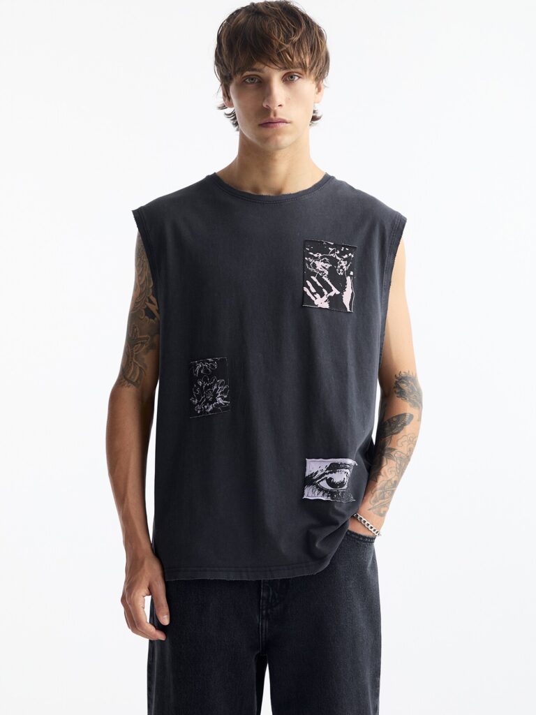 Cumpăra Pull&Bear Tricou  mov liliachiu / negru