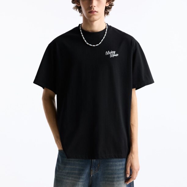 Pull&Bear Tricou  negru / alb