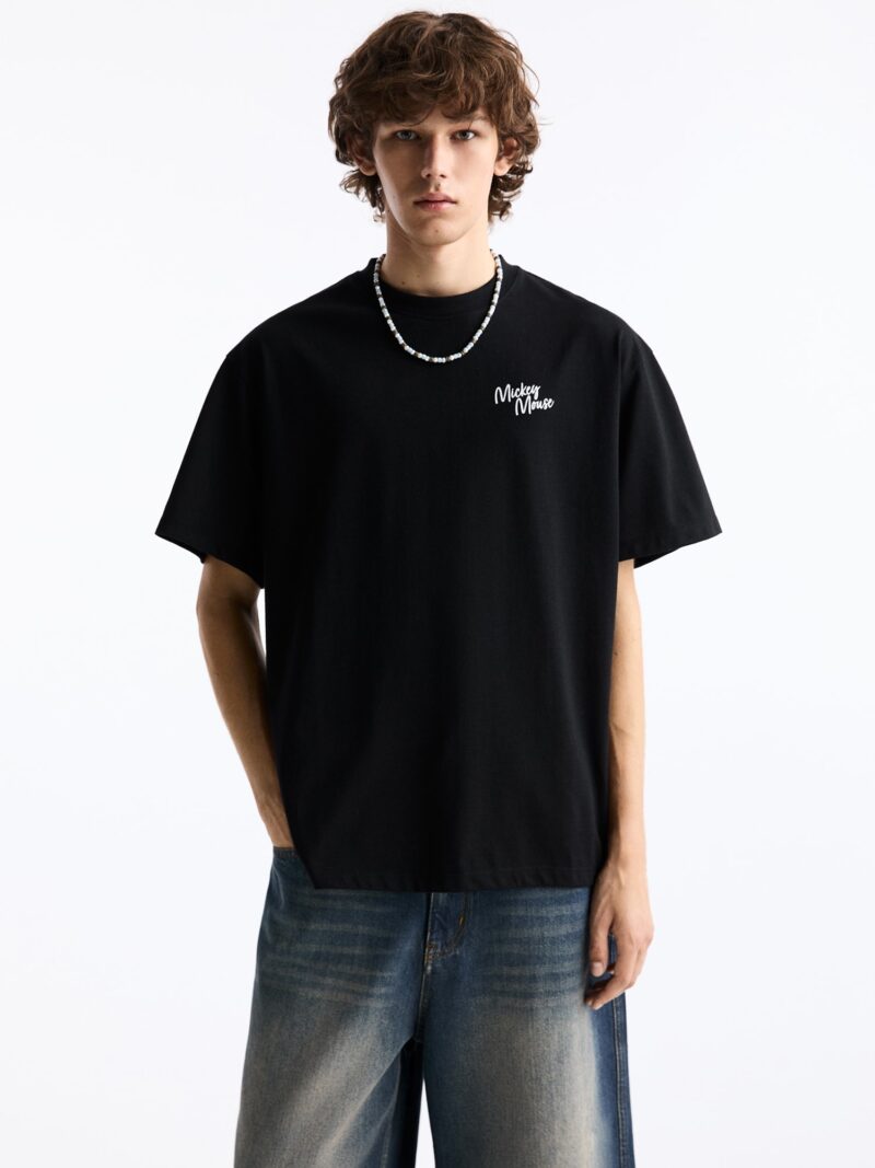 Pull&Bear Tricou  negru / alb