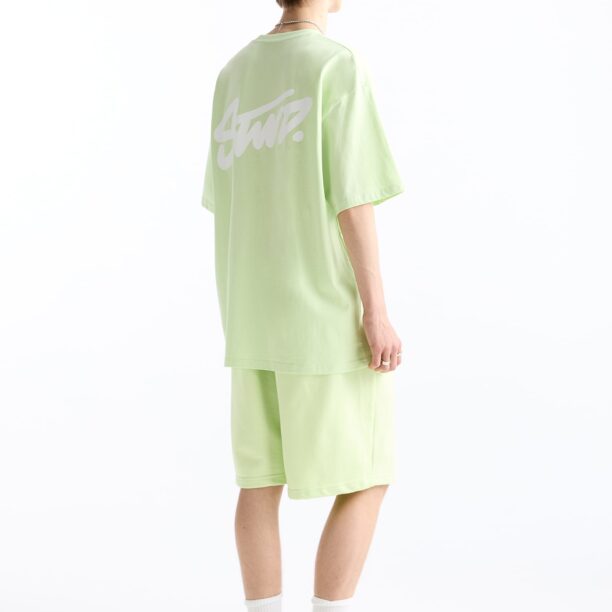 Pull&Bear Tricou  verde limetă / alb preţ