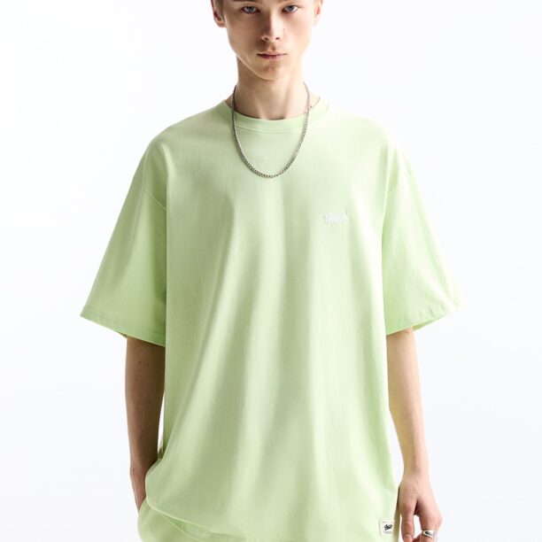 Pull&Bear Tricou  verde limetă / alb