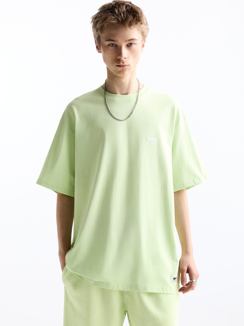 Pull&Bear Tricou  verde limetă / alb