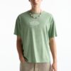 Pull&Bear Tricou  verde pastel / alb