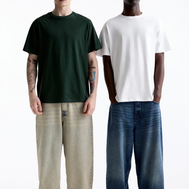 Cumpăra Pull&Bear Tricou  verde pin / alb