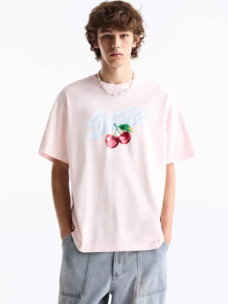 Pull&Bear Tricou  verde / rosé / roșu / alb