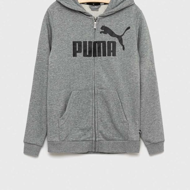 Puma bluza copii ESS Big Logo FZ Hoodie TR B culoarea gri