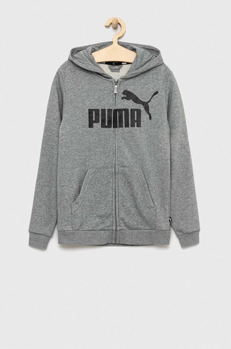 Puma bluza copii ESS Big Logo FZ Hoodie TR B culoarea gri