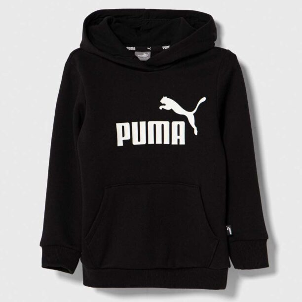 Puma bluza copii ESS Logo Hoodie FL G culoarea negru