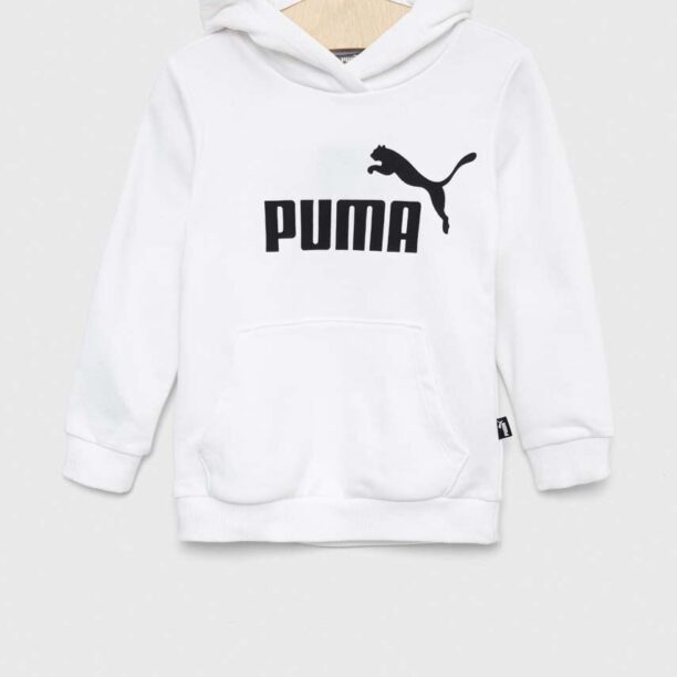 Puma bluza copii ESS Logo Hoodie TR G culoarea alb