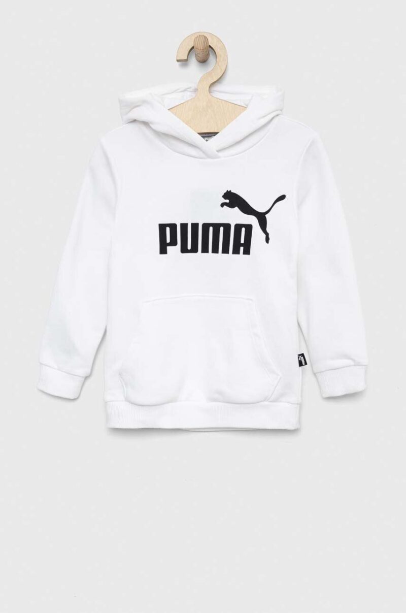 Puma bluza copii ESS Logo Hoodie TR G culoarea alb