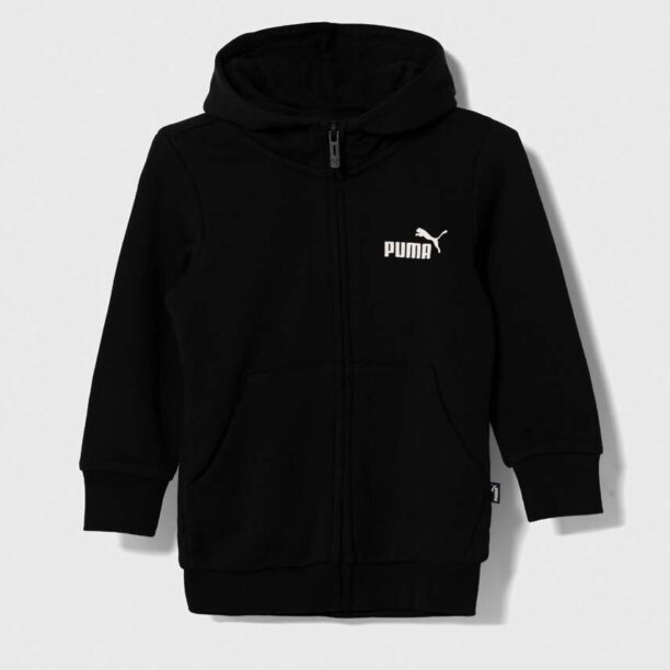 Puma bluza copii ESS Small Logo Full-Zip Hoodie TR G culoarea negru