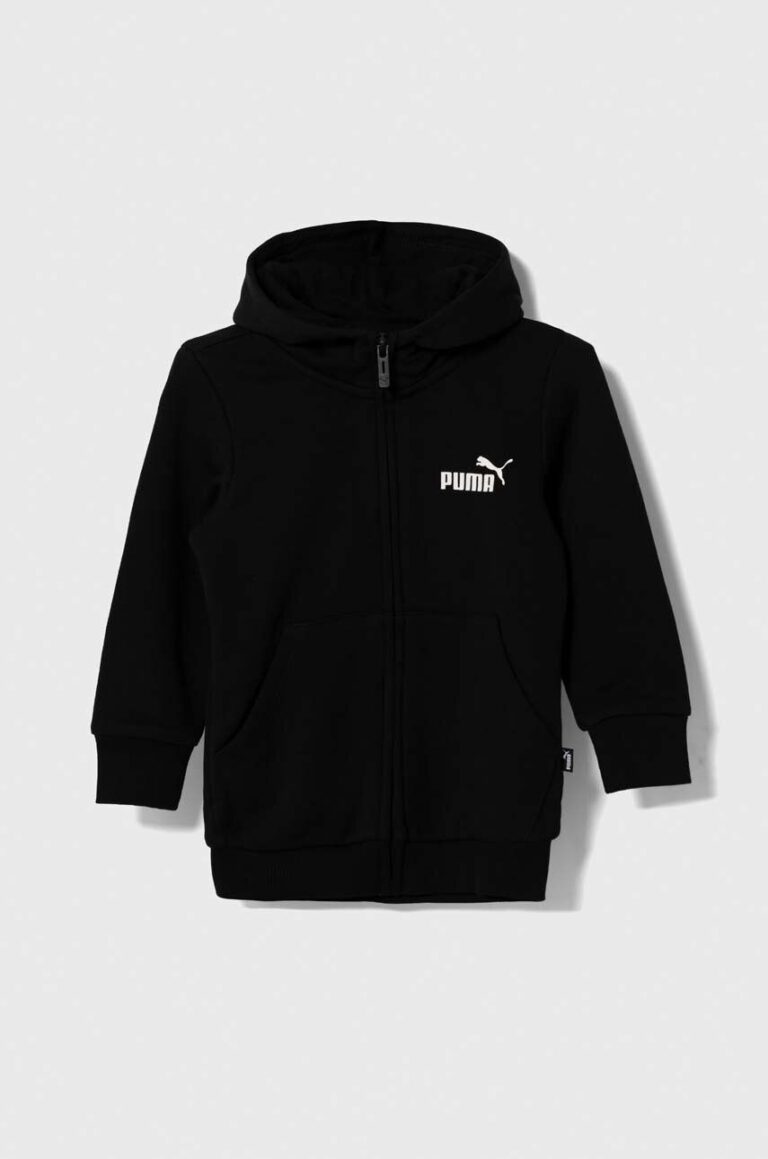 Puma bluza copii ESS Small Logo Full-Zip Hoodie TR G culoarea negru