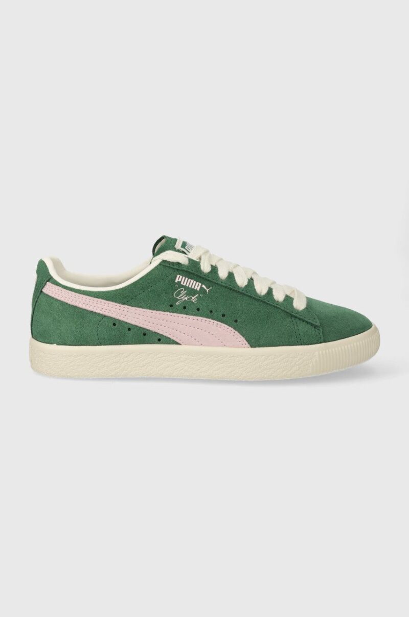 Puma sneakers din piele întoarsă Clyde OG culoarea verde 391962