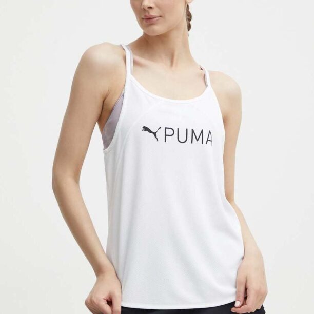 Puma top de antrenament Fit culoarea alb 523846