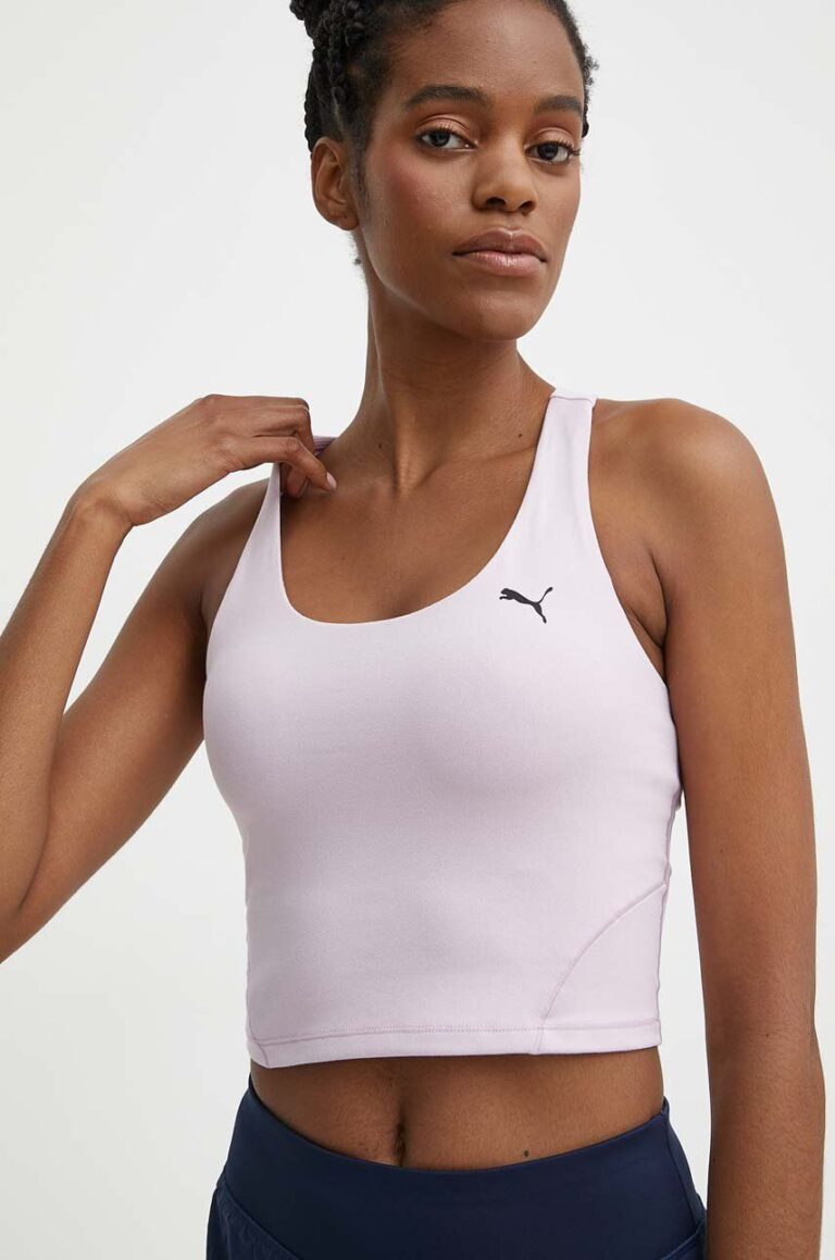 Puma top de yoga Studio Foundation culoarea roz