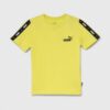 Puma tricou de bumbac pentru copii Ess Tape Tee B culoarea galben