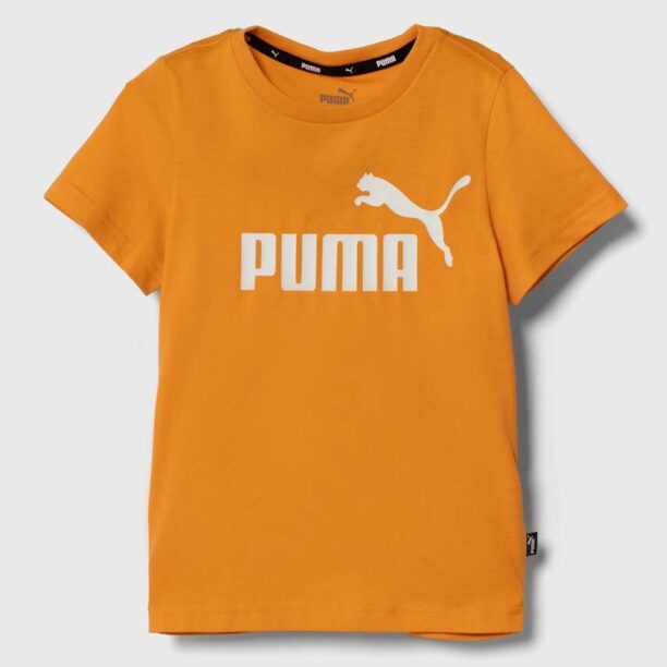 Puma tricou de bumbac pentru copii culoarea portocaliu