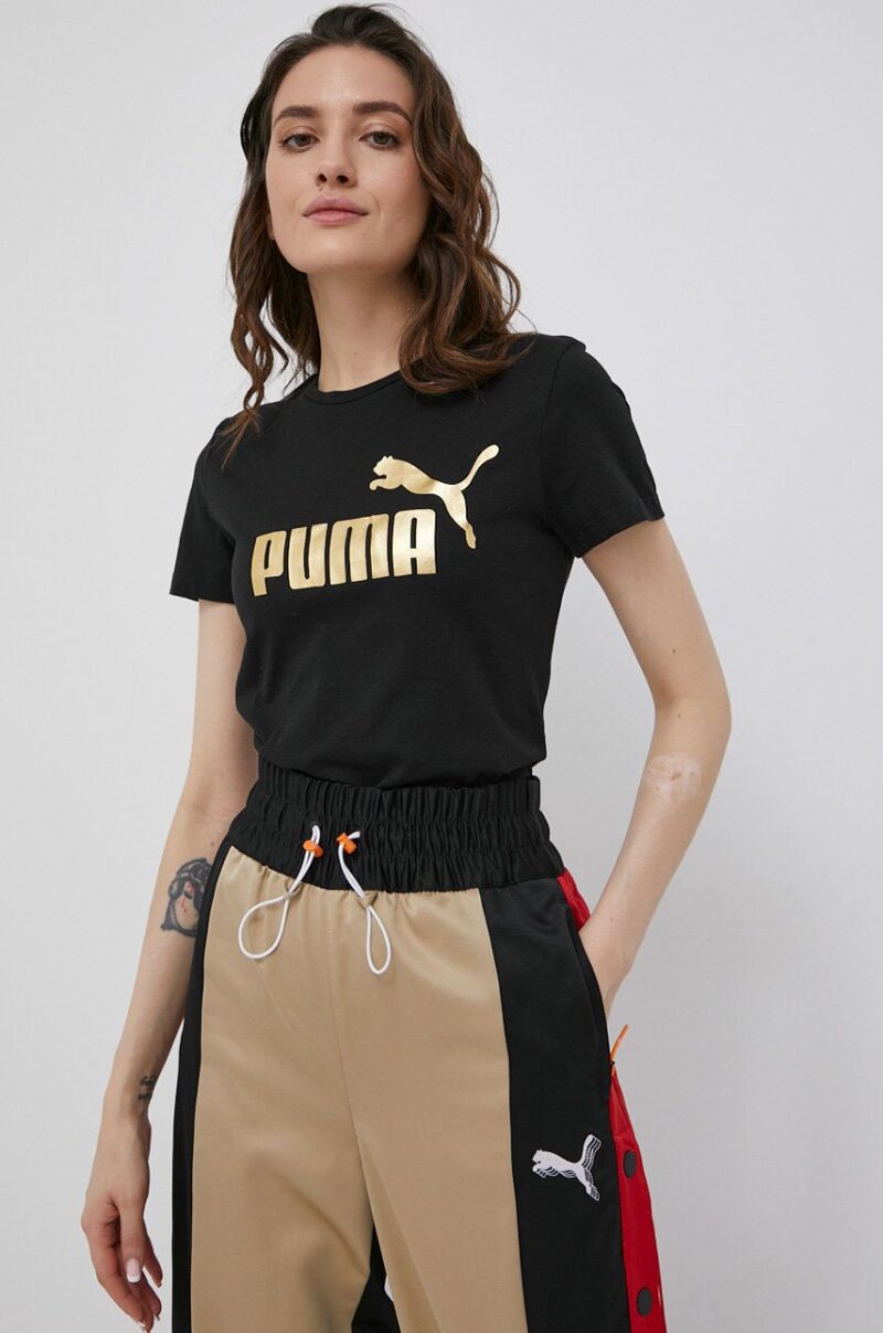 Puma tricou din bumbac 848303 culoarea negru