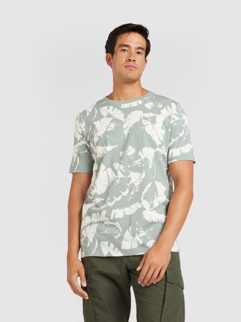 QS Tricou  verde / alb murdar