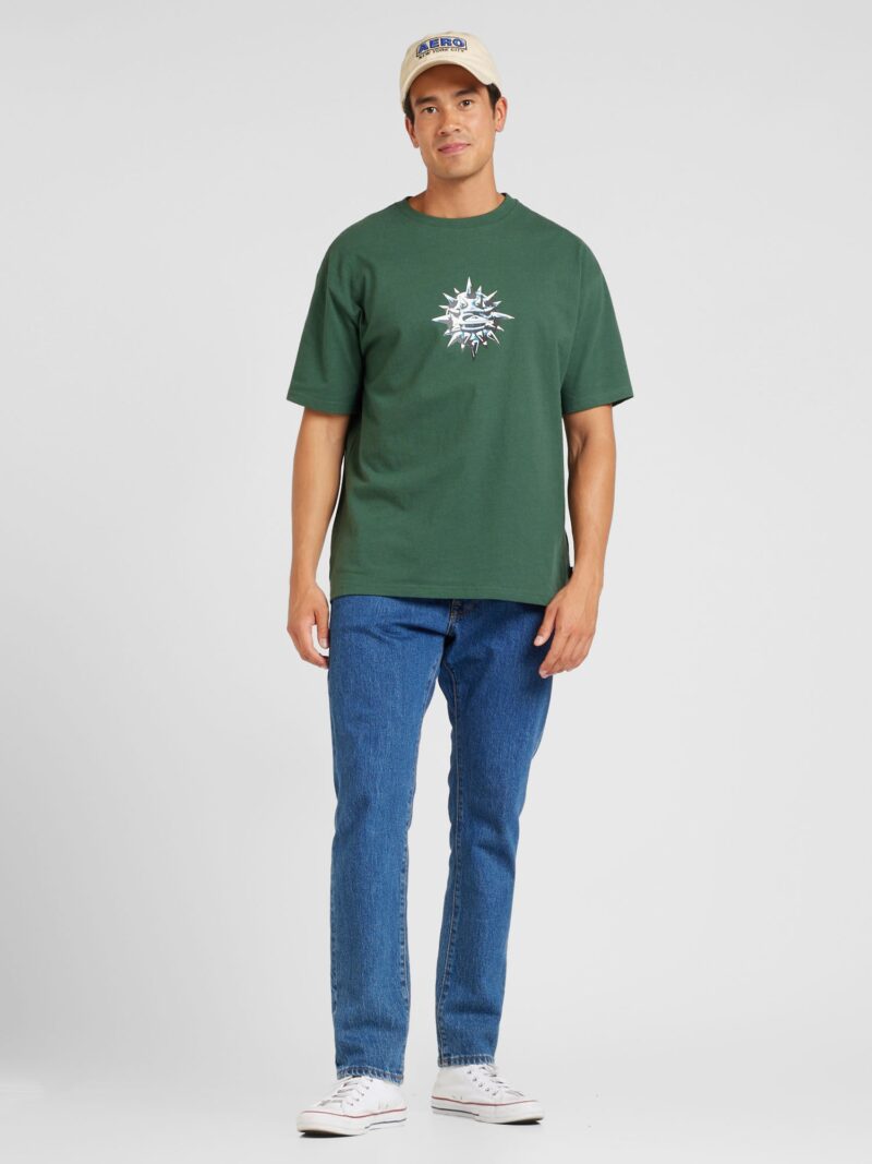 QUIKSILVER Tricou 'SPIKE BALL MER'  gri / verde pin / alb