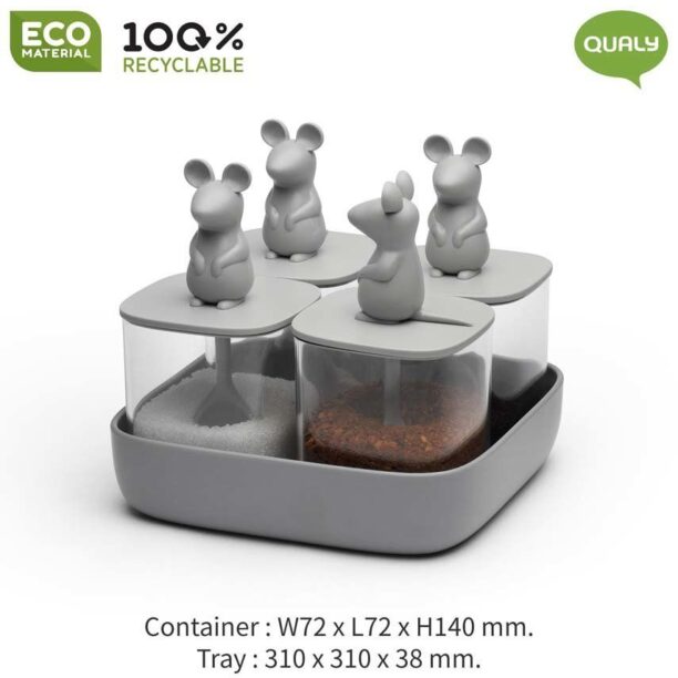 Qualy set recipiente de depozitare cu capace Lucky Mouse 4-pack preţ