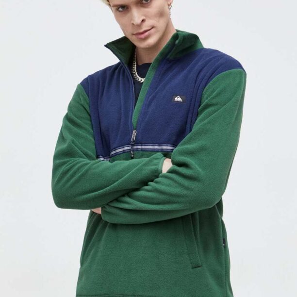 Quiksilver hanorac fleece culoarea verde