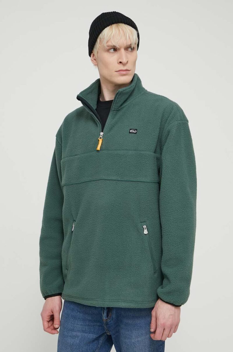 Quiksilver hanorac fleece culoarea verde