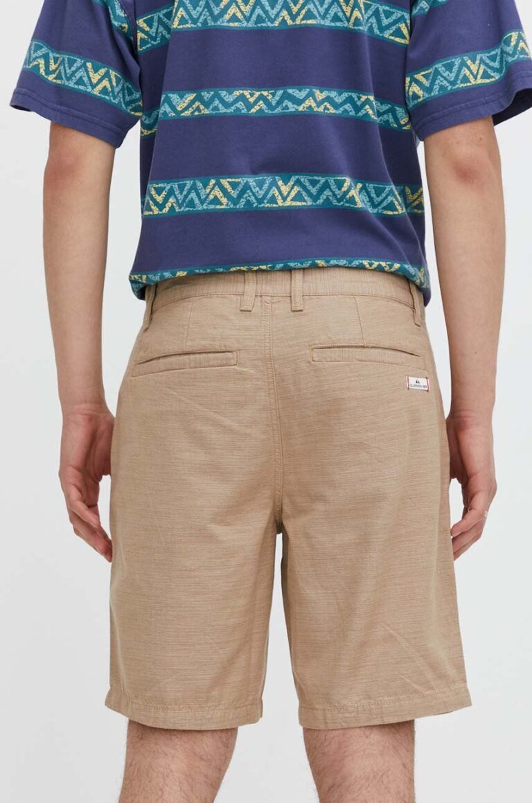 Quiksilver pantaloni scurti din bumbac culoarea bej preţ