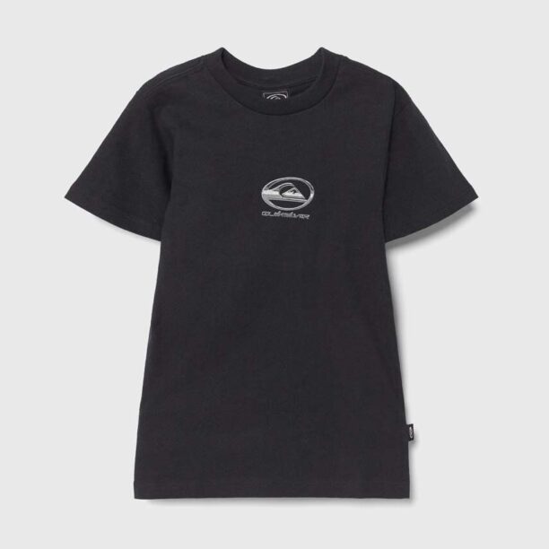 Quiksilver tricou de bumbac pentru copii CHROME LOGO culoarea negru