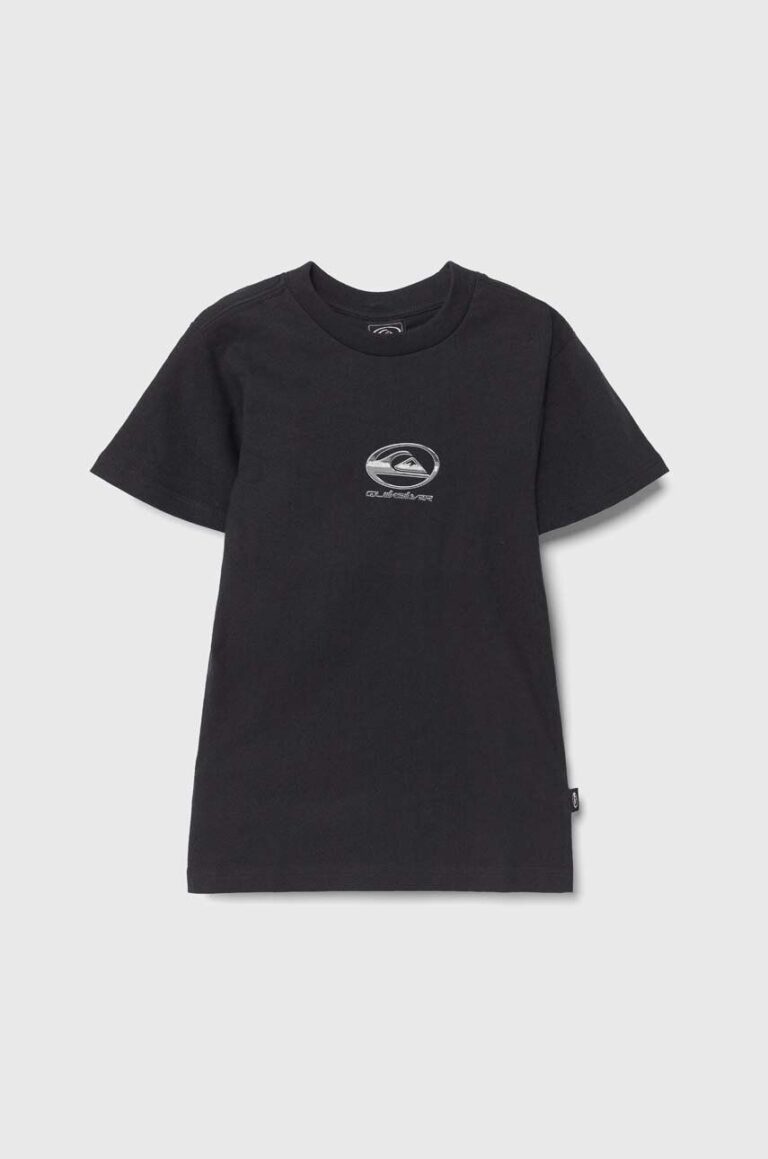 Quiksilver tricou de bumbac pentru copii CHROME LOGO culoarea negru