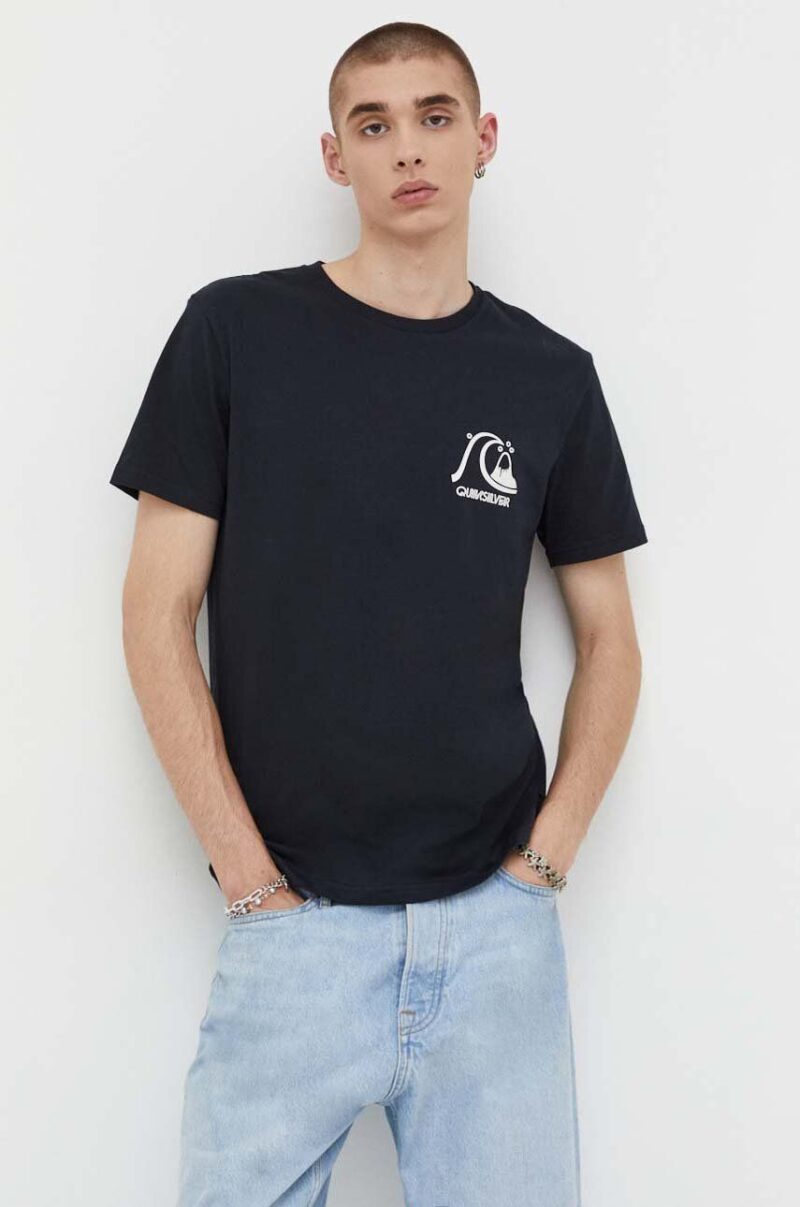 Quiksilver tricou din bumbac culoarea negru