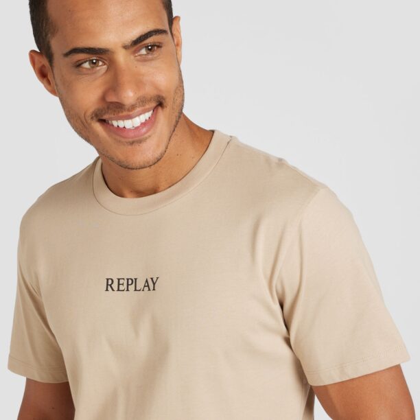 REPLAY Tricou  bej deschis / negru