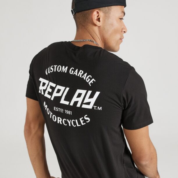 REPLAY Tricou  negru / alb preţ