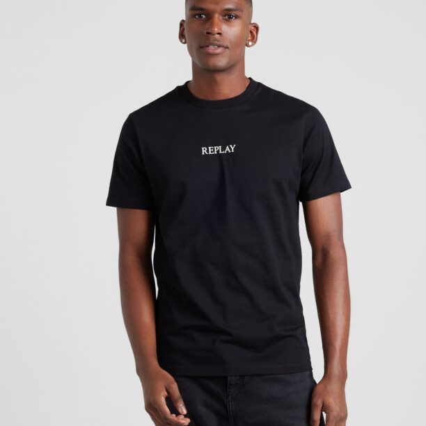 REPLAY Tricou  negru / alb murdar preţ