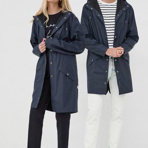 Rains geacă 12020 Long Jacket culoarea bleumarin