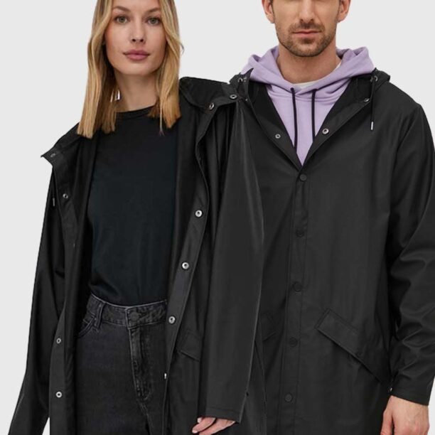 Rains geacă 12020 Long Jacket culoarea negru