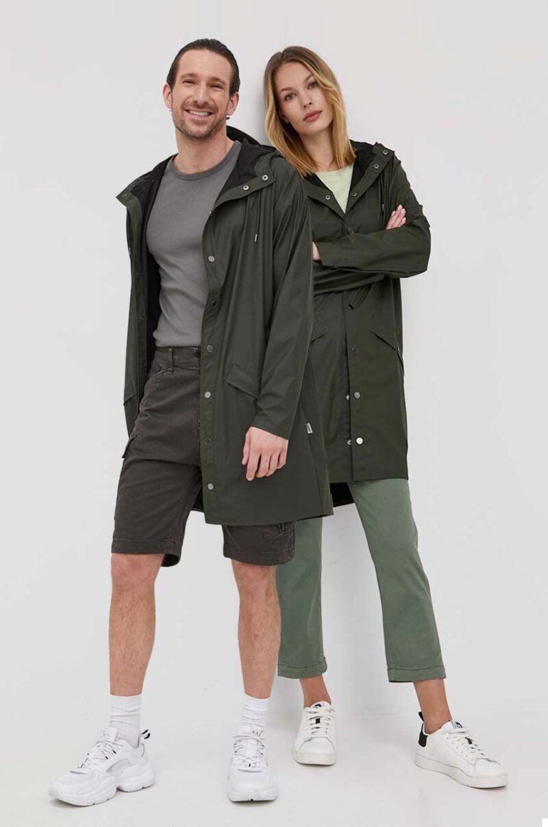 Rains geacă 12020 Long Jacket culoarea verde