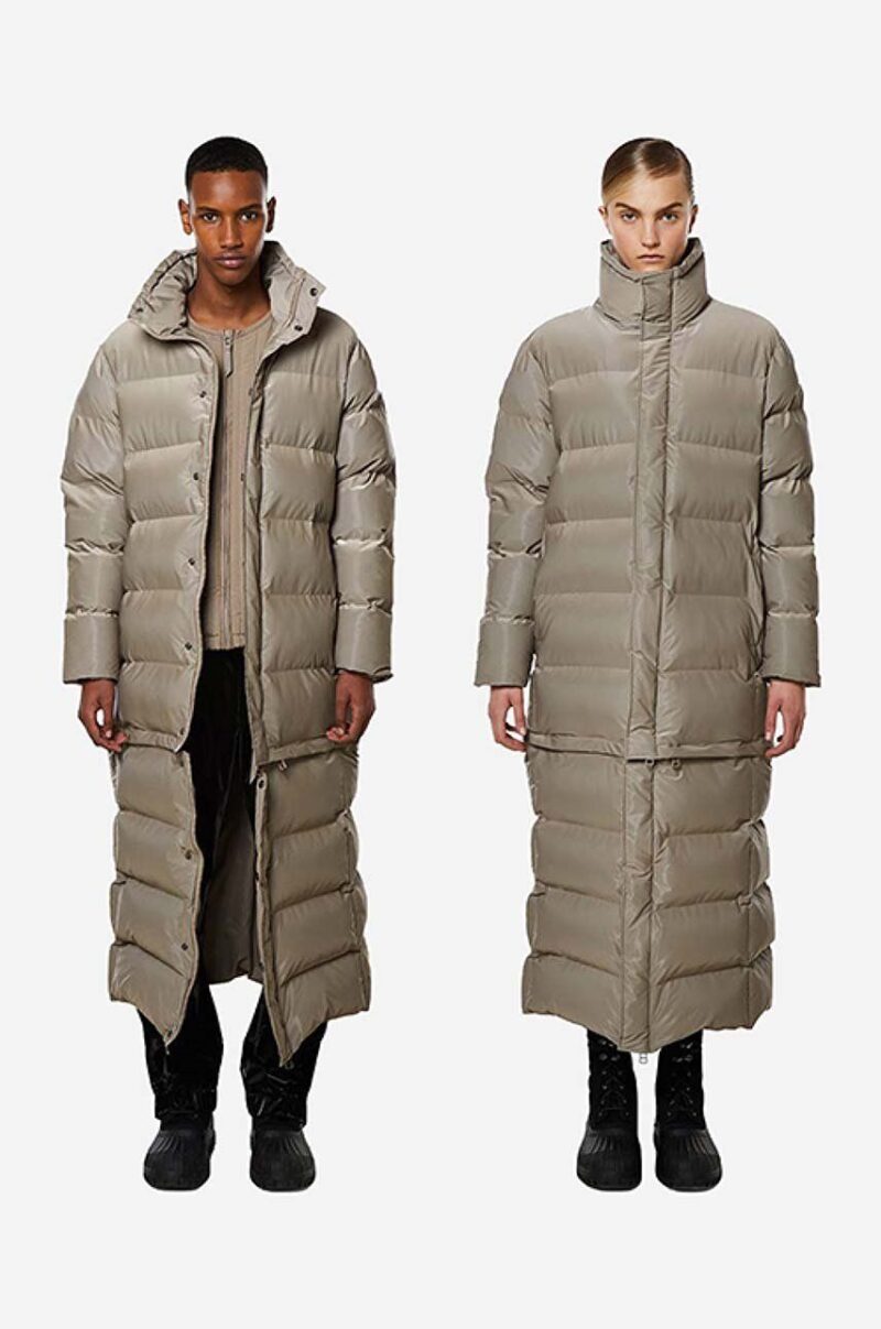 Rains geacă Extra Long Puffer Coat culoarea maro