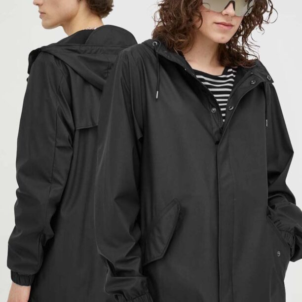 Rains geacă de ploaie 18010 Fishtail Jacket culoarea negru