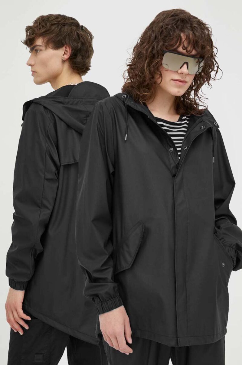 Rains geacă de ploaie 18010 Fishtail Jacket culoarea negru