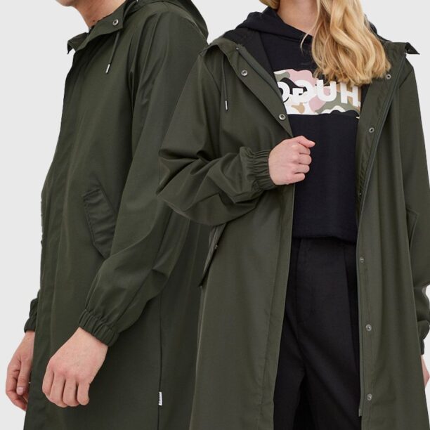 Rains geacă de ploaie 18140 Fishtail Parka culoarea verde