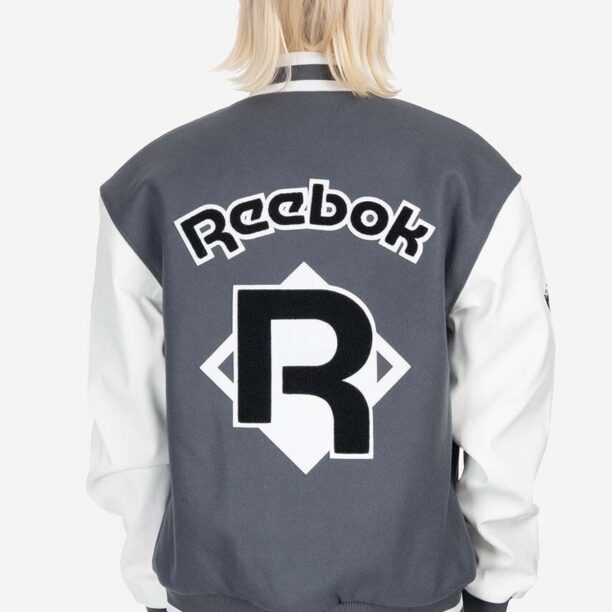 Reebok Classic jachetă bomber din amestec de lână Res V Jacket culoarea gri HS7142-grey preţ