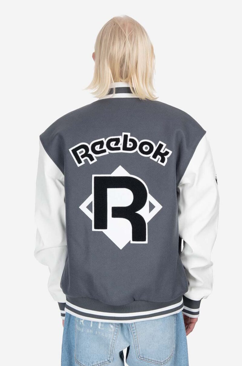 Reebok Classic jachetă bomber din amestec de lână Res V Jacket culoarea gri HS7142-grey preţ