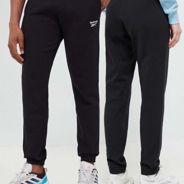 Reebok Classic pantaloni de trening din bumbac culoarea negru