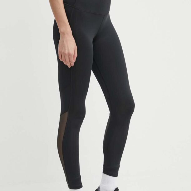 Reebok leggins de antrenament Basic Mesh culoarea negru