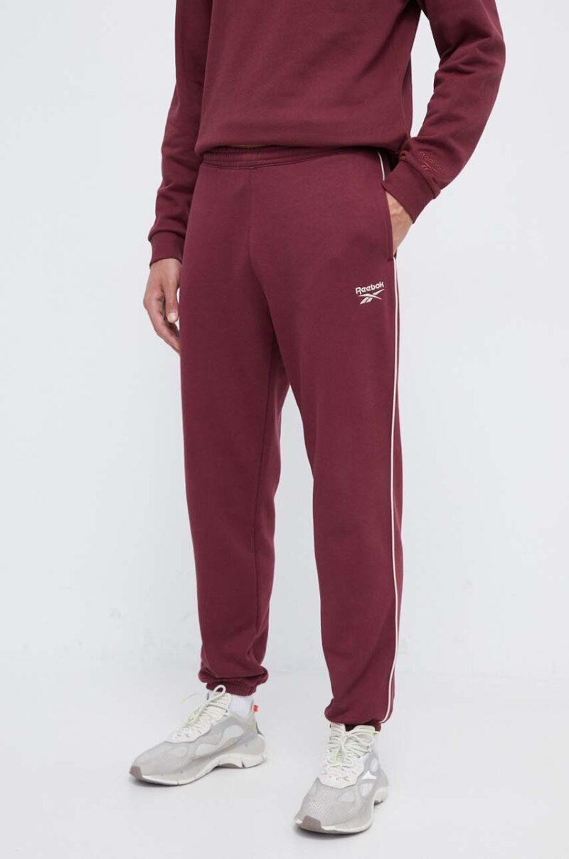 Reebok pantaloni de trening culoarea bordo