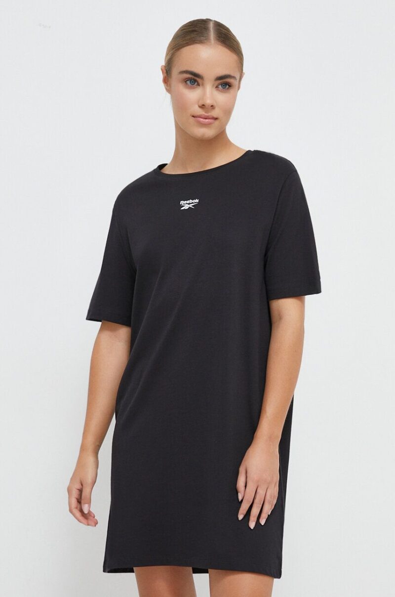 Reebok rochie din bumbac culoarea negru